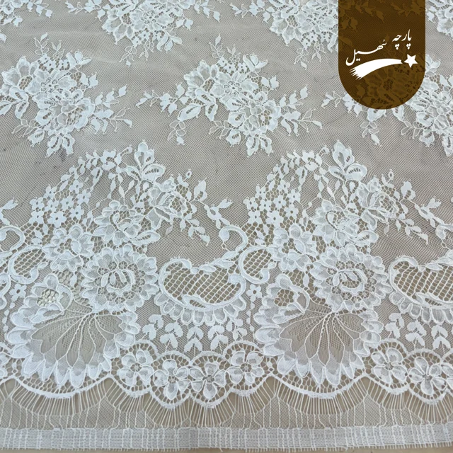 پارچه دانتل رنگ (سفید آف وایت)
